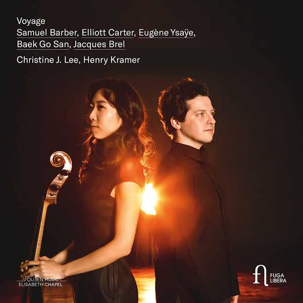 Voyage album cover, Henry Kramer and cellist Christine Lee standing back to back